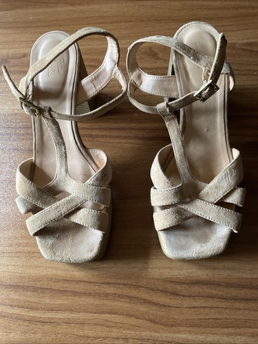 Ladies beige heeled sandals - ladies,