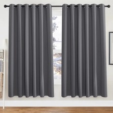 PONY DANCE Blackout Thermal Curtains 90x72 Inch for Living Room Grey Black Out C
