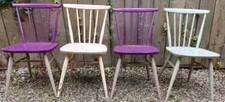 Mid Century Modern Ercol 737 Dining Chairs set of 4 painted 2 with gold label