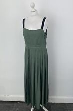 Reiss Luella Pleated Maxi Dress Khaki Green Size 14 UK Women’s