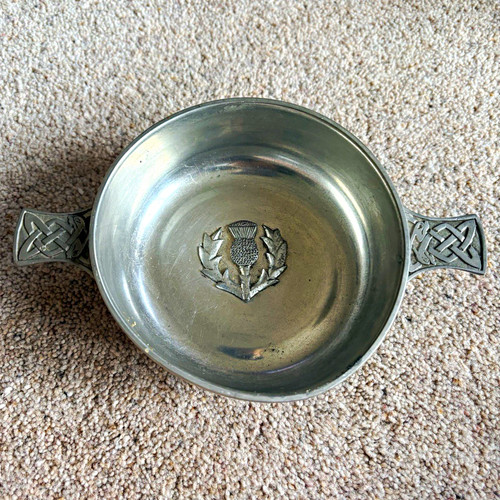 Scottish piper pewter - pewter, quaich