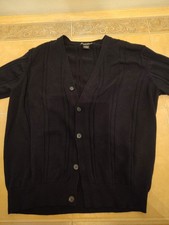 ARNOLD PALMER LARGE CARDIGAN SWEATER, BLACK WITH BUTTONS 