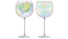 LSA Set of 2 Bubble Pearl Lustre Stemmed Balloon Glasses - New