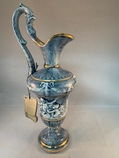 Italian Porcelain Capodimonte large  vase pitcher  Blue & Gold Classical Style