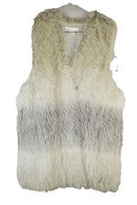 H&M Womans Faux Fur Long Vest Gilet White Size M