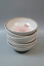 Flower Power! Set of six Denby Gypsy Cereal Dessert Bowls pink wild rose pattern