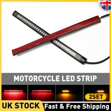 2SET LED Strip Light Flexible Motorcycle Integrated Brake Tail Stop Turn Signal