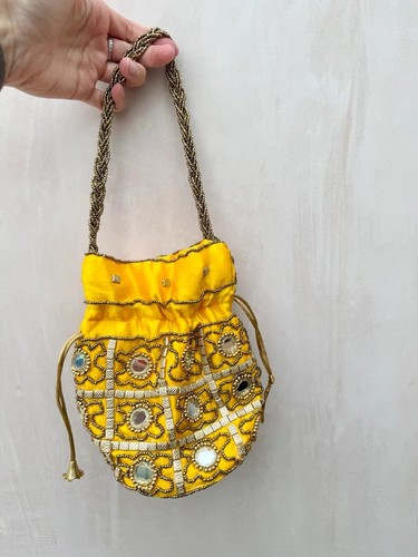 Stunning indian yellow beaded - yellow,