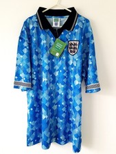 England Retro BNWT 3rd Shirt 1990. XL. Score Draw. Blue Adults Football Top Only