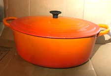 Le Creuset Vintage Cast Iron Oval Orange Casserole Dish Size BC Made In France