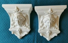 A Pair (Two 2) of Exquisite Victorian Lady Plaster Corbel (Shabby Chic) 2