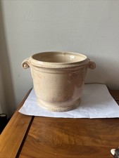 Vintage Glazed Amphora Planter Cache Pot Soft Pink Faux Patina Large H6” D6”