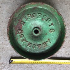 Vintage cast iron wheel 10”with 1” hole R J Roberts farming equipment part