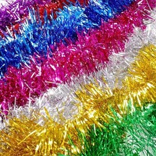 2M (6,5FT Tinsel Chunky Christmas Tree Decoration Home Xmas Garland 20 Colour UK
