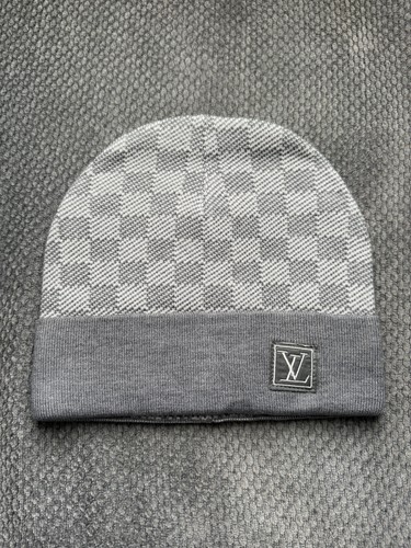 Men gray check - beanie, hat