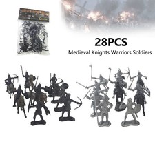 28PC Plastic Medieval Knights Warriors Horses Soldiers Figures Model Playset Toy