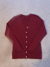 Ladies V neck red cardie & sleeveless polo neck twin set, glitter thread.  USA M