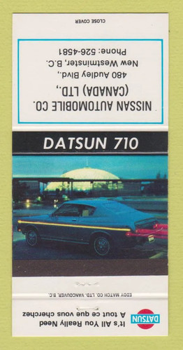 Matchbook cover datsun 710 - matchbook,