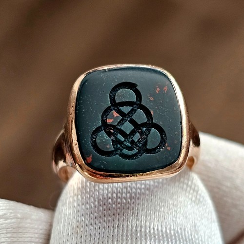 Antique 9ct gold bloodstone - antique,