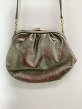 Vintage 80s Jane Shilton metallic soft leather shoulder handbag clutch purse #VC