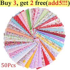 50Pcs Patchwork Squares Fabric Charm Packs Assorted Fat Cotton DIY Sewing Kits