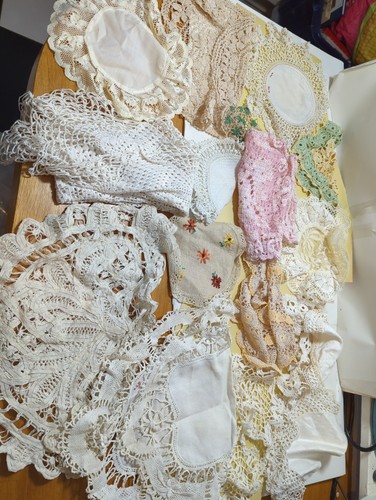 Job lot vintage linen table - lot, of
