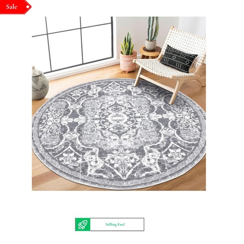 Vintage round faux - faux, rug