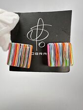 Jackie Brazil "Liquorice" Small Square Spring Mix Clip On Resin Earrings ( E0584