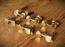 Set of 3 Per Side Ibanez Tuners - Gold Plated - Kidney Buttons