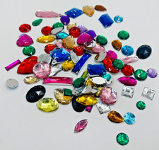 100 x Mixed Shape Colour Sew on hole Diamante Crystal Gems Rhinestone 4-20mm