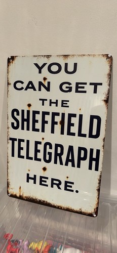 Sheffield telegraph metal sign - metal,