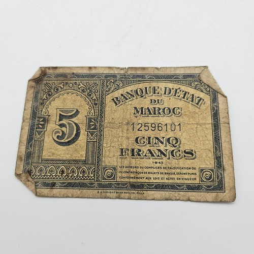 1943 morocco francs banknote - 1943, 5