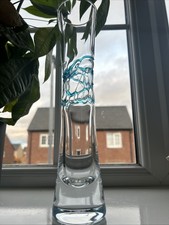 Whitefriars Style Blue Random Stripped Glass Vase