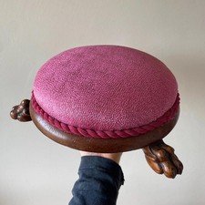 Antique Georgian Footstool Lion Paw Feet Pink