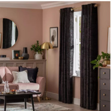 Save 50% Argos Home Crushed Velvet Fully Lined Eyelet Curtains-Black 168 x 229cm