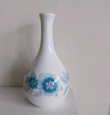 Vintage Wedgwood CLEMENTINE Bone China Bud Vase Blue  Bloom Floral Flower Design