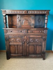 Titchmarsh and Goodwin Court Cabinet, English Oak, Hand Made and Hand Carved