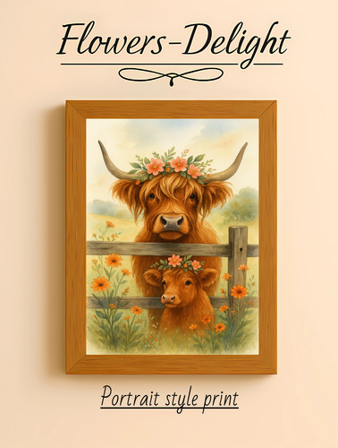 Highland cow watercolour a4 - watercolour,