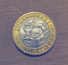 2016 £2 William Shakespeare 2 Pound Coin Comedies Jester error off centre 