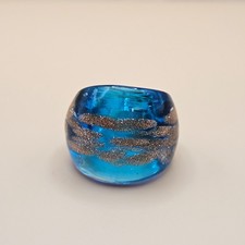 Murano Style Glass Ring Blue