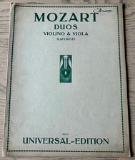 MOZART DUOS FOR VIOLIN & VIOLA KV423/424 SHEET MUSIC BOOK 1920's LAFORGE AUSTRIA