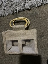 Jute Bag with Window and Wooden Handles