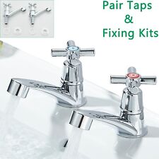 2X Twin Taps Set Hot and Cold Pair Tap Traditional Bath Bathroom Basin Sink Taps
