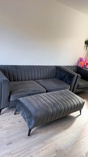 Dfs grey velvet seater - 5, sofa