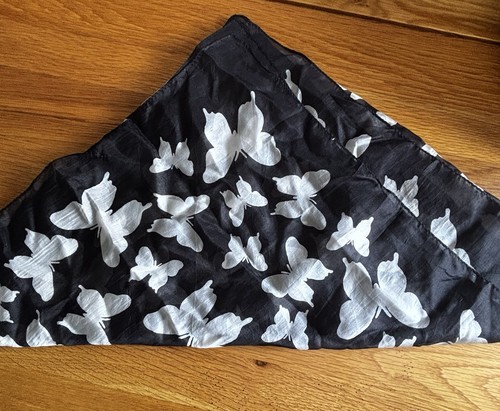 Black white silk butterfly - white,