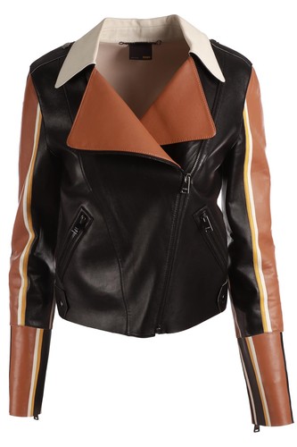 Fendi black leather biker - black,