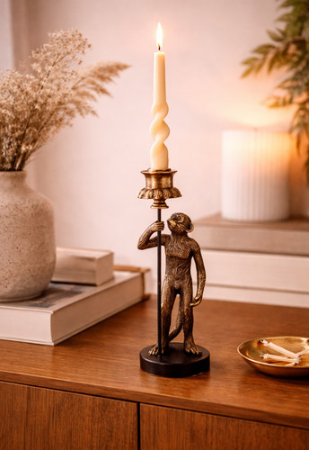 Bronze monkey candle holder - candle,