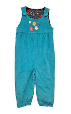 Ex Frugi Dungarees Girls Reversible Chord Blue and Floral 2-3 3-4 Years NEW