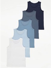 BOYS KIDS 5 PACK VESTS 100%