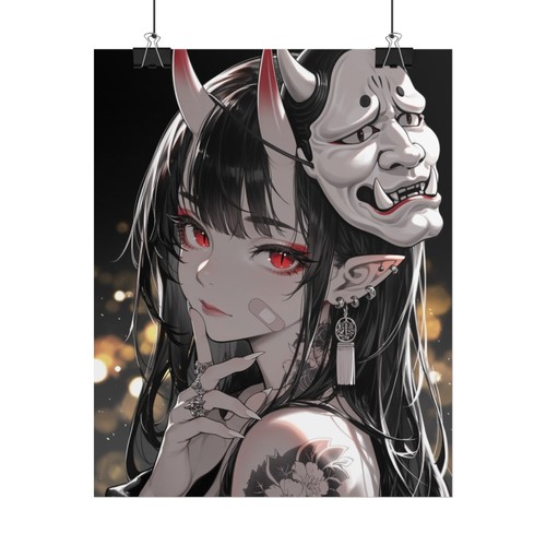 Oni girl illustration rolled - oni,